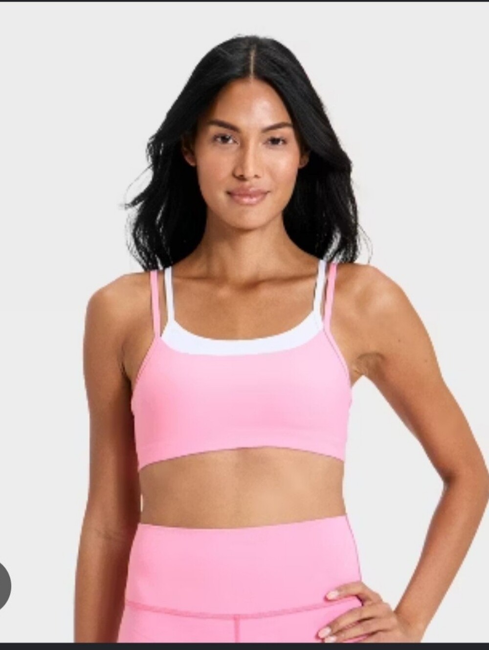 All In Motion Women's Everyday Soft Light Support Layered Sports Bra, Pink